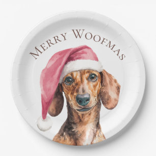 Weihnachtshund-Foto Frohe Woofmas-Papierplatten Pappteller