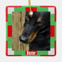 Weihnachtshund Foto Name Roter grüner Platz