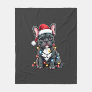 Weihnachtshund Französische Bulldogge Xmas Frenchi Fleecedecke