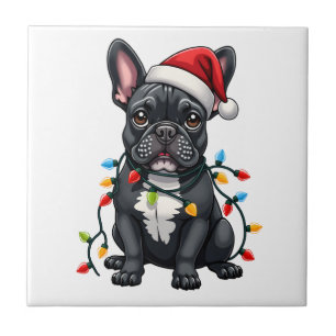 Weihnachtshund Französische Bulldogge Xmas Frenchi Fliese