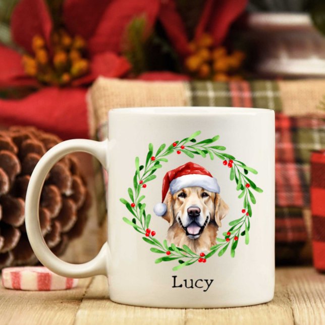 Weihnachtshund Golden Retriever Weihnachtsfeiertag Kaffeetasse (Von Creator hochgeladen)