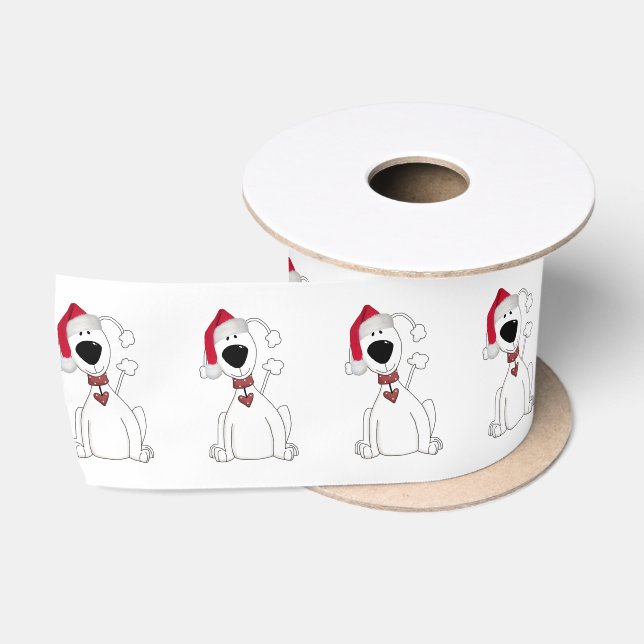 Weihnachtshund grafisch mit Hut Satinband (Spule)
