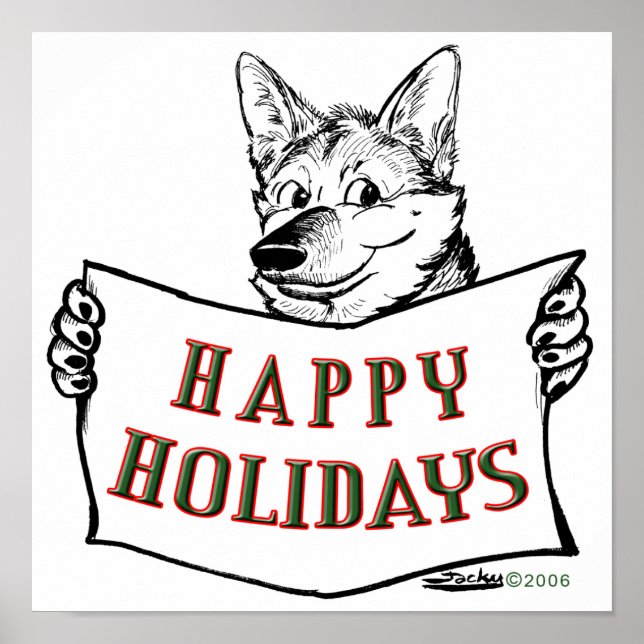 Weihnachtshund: Happy Holidays! Poster (Vorne)