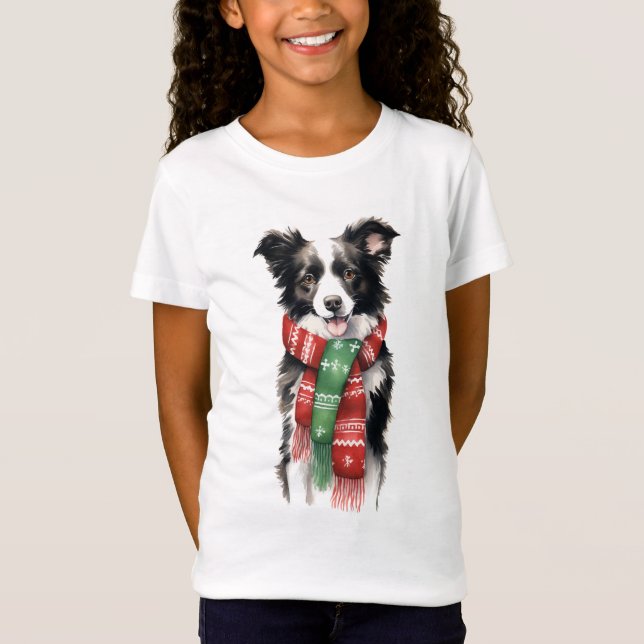 Weihnachtshund, Holiday Border Collie T-Shirt (Vorderseite)