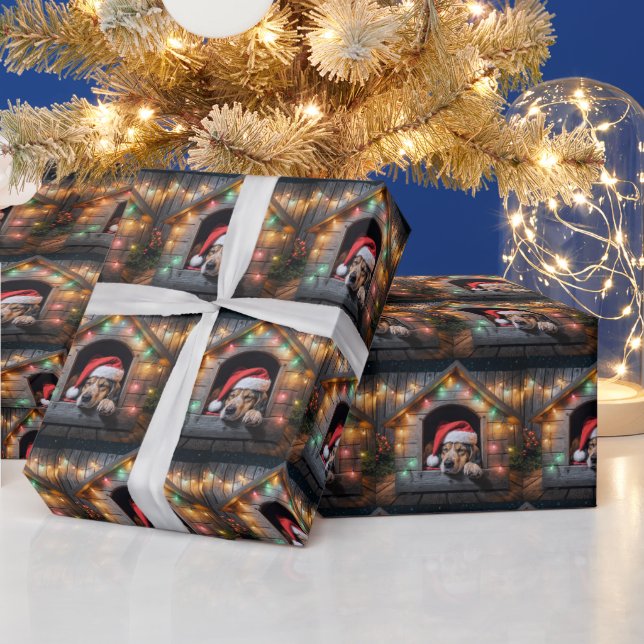 Weihnachtshund Hund in Doghouse Geschenkpapier (Feiertage)