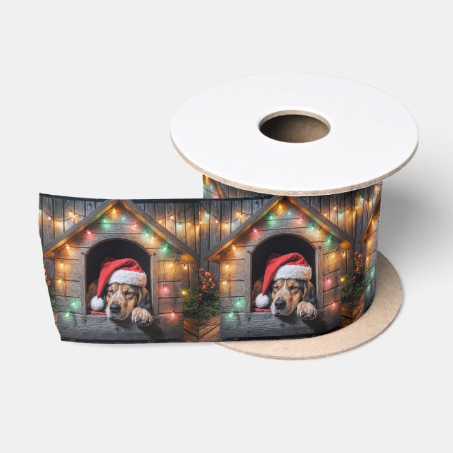 Weihnachtshund Hund in Doghouse Satinband (Spule)