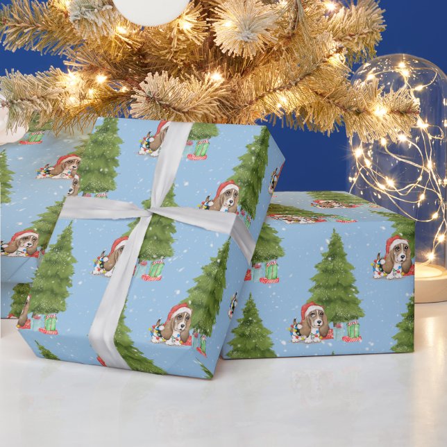 Weihnachtshund Hund in Schneeflocken Geschenkpapier (Feiertage)