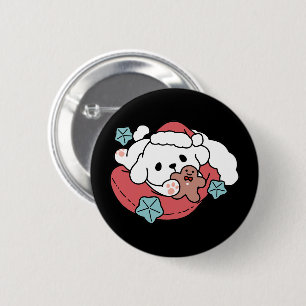 Weihnachtshund in der Weihnachtsmannmütze - Feiert Button
