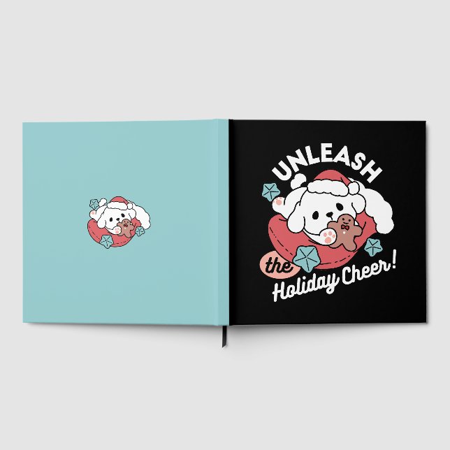 Weihnachtshund in der Weihnachtsmannmütze - Feiert Gästebuch (Voll)