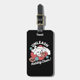 Weihnachtshund in der Weihnachtsmannmütze - Feiert Gepäckanhänger