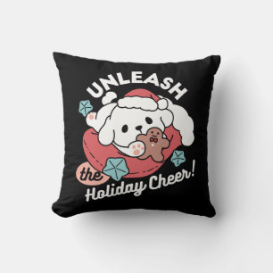 Weihnachtshund in der Weihnachtsmannmütze - Feiert Kissen