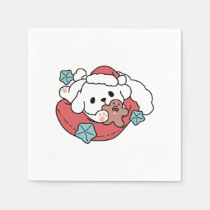 Weihnachtshund in der Weihnachtsmannmütze - Feiert Serviette