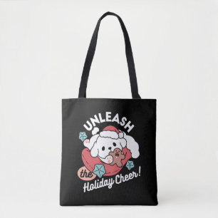 Weihnachtshund in der Weihnachtsmannmütze - Feiert Tasche