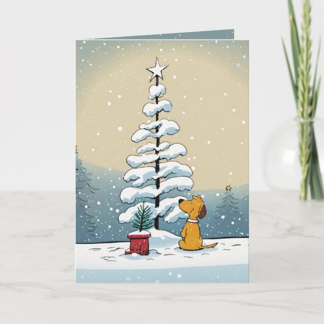 Weihnachtshund in Schneeflocken Karte (Vorderseite)