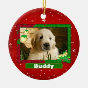 Weihnachtshund Katze Foto Haustier Name Niedlich r Keramik Ornament