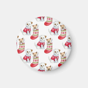 Weihnachtshund & Katze Magnet