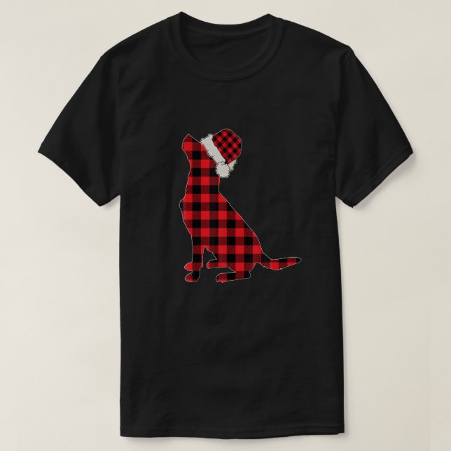 Weihnachtshund Labrador Retriever Red Kariert Buff T-Shirt (Design vorne)