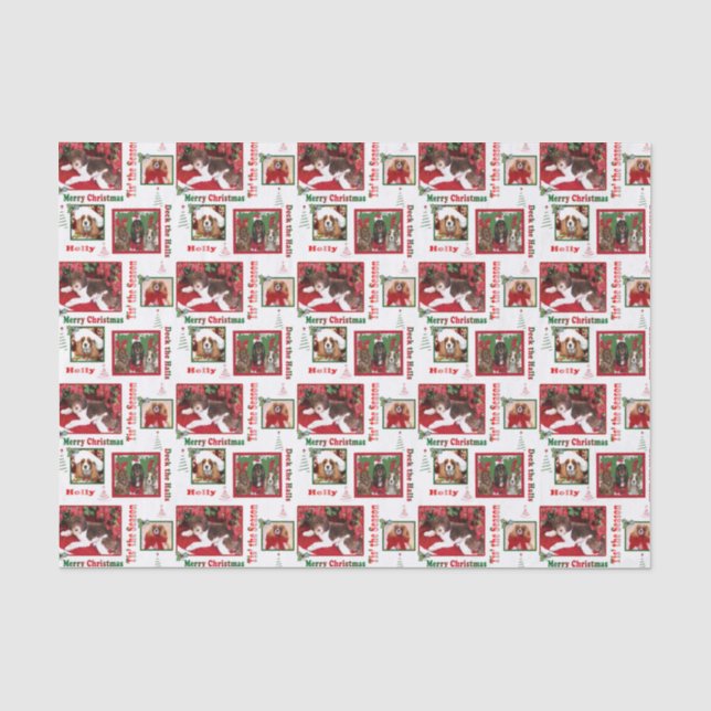 Weihnachtshund liebt König Charles und Doodle Seidenpapier (Vorderseite)
