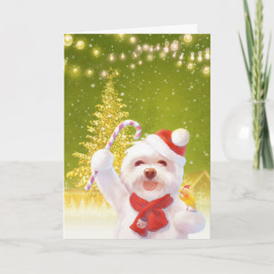 Weihnachtshund mit Candy Cane Karte