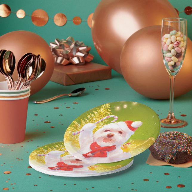 Weihnachtshund mit Candy Cane Pappteller (Multi)
