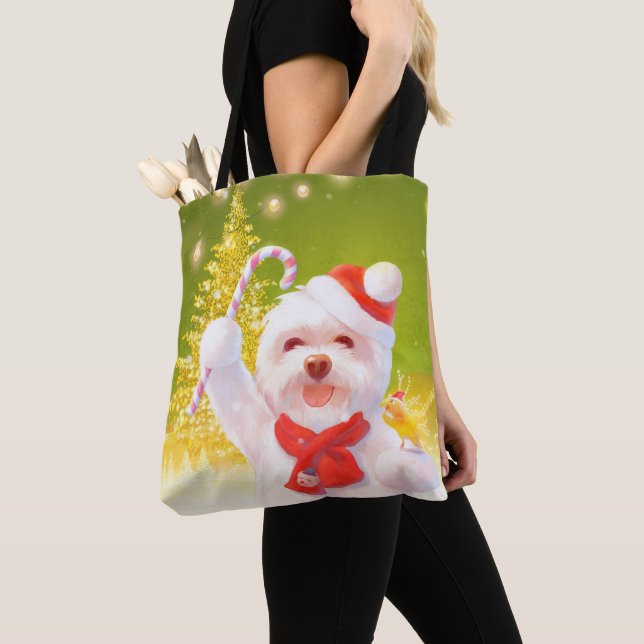 Weihnachtshund mit Candy Cane Tasche (Von Nahem)
