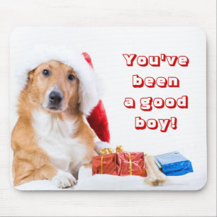 Weihnachtshund mit dem Geweih und den bunten Mousepad