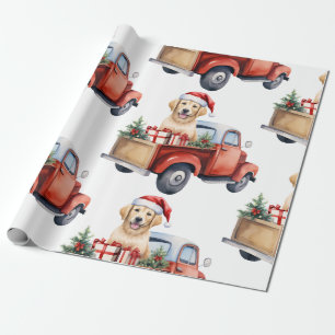 Weihnachtshund mit Geschenkpapier