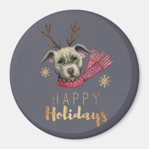 Weihnachtshund mit Geweih-Aquarell-Illustration Magnet