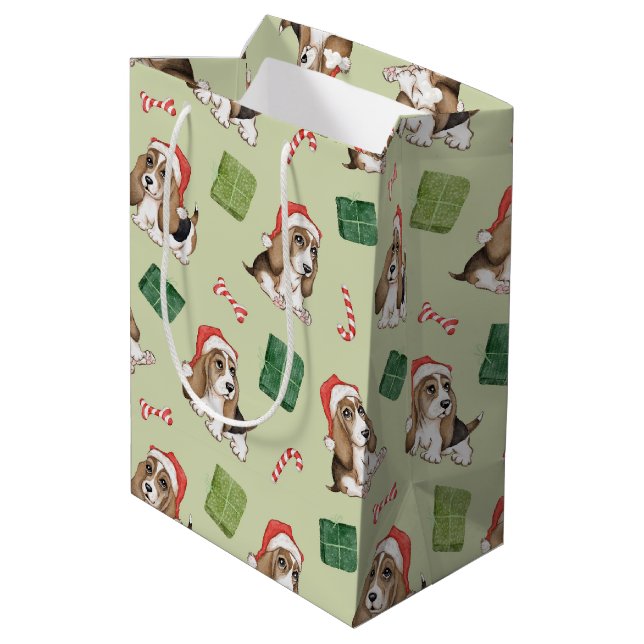 Weihnachtshund Mittlere Geschenktüte (Rückseite Schrägansicht)