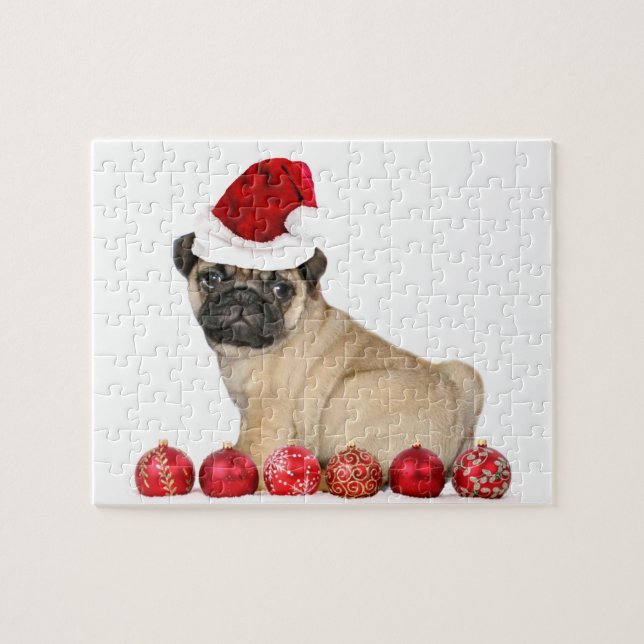 Weihnachtshund Mops (Horizontal)