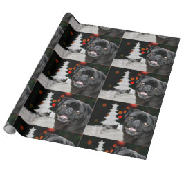 Weihnachtshund Mops Geschenkpapier