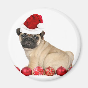 Weihnachtshund Mops Magnet