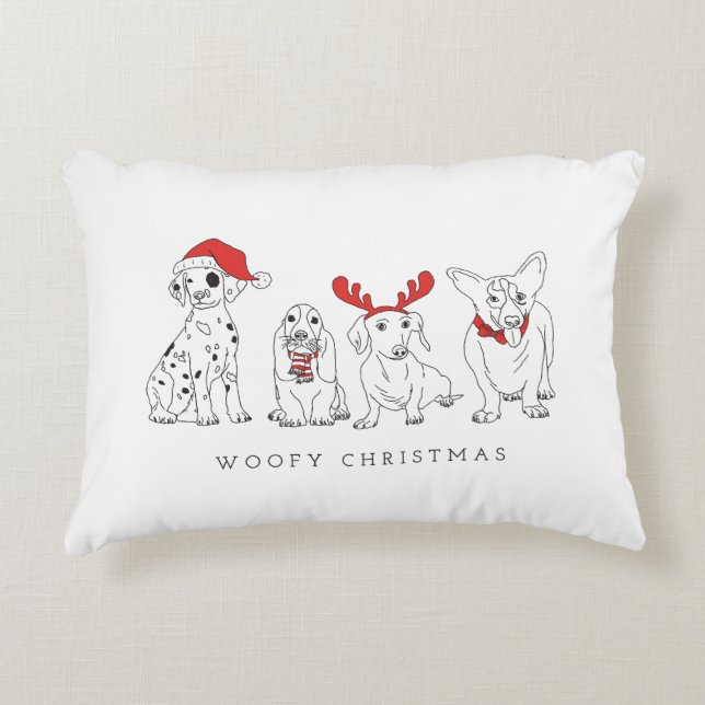 Weihnachtshund Puns Santa Dogs Woofy Weihnachten Dekokissen (Vorderseite)