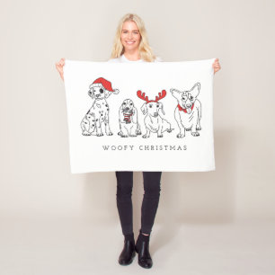 Weihnachtshund Puns Santa Dogs Woofy Weihnachten Fleecedecke