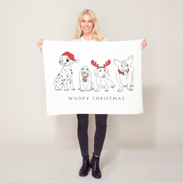 Weihnachtshund Puns Santa Dogs Woofy Weihnachten Fleecedecke (Beispiel)