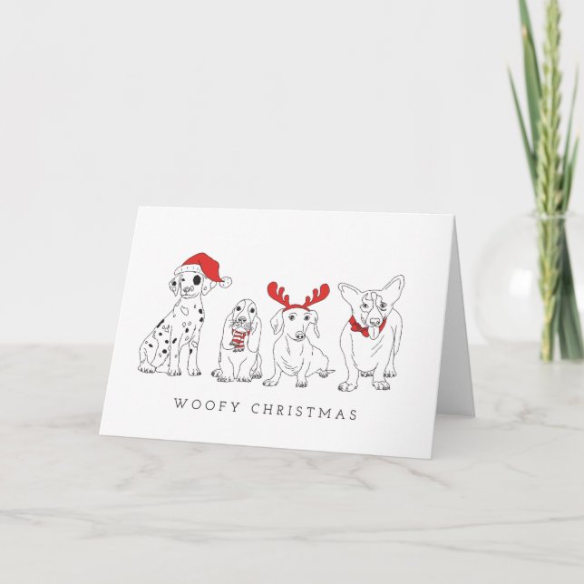 Weihnachtshund Puns Santa Dogs Woofy Weihnachten Karte (Vorderseite)