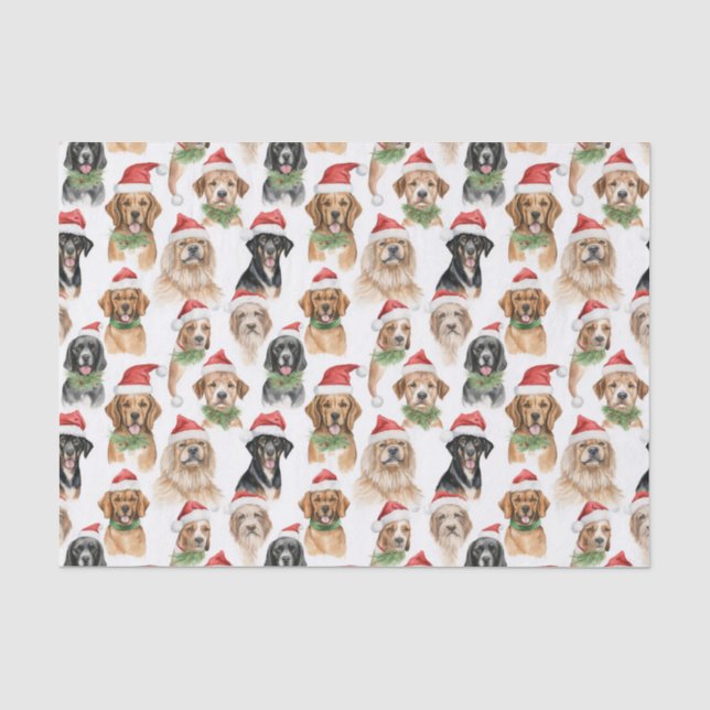 Weihnachtshund Rasse Muster Seidenpapier (Vorderseite)
