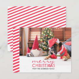 Weihnachtshund Rote Streifen Feiertagskarte