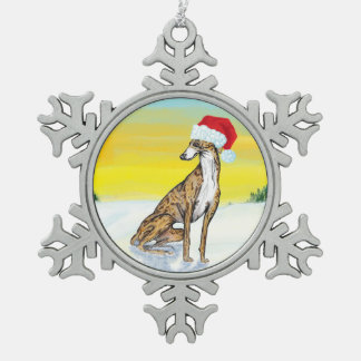 weihnachtshund schneeflocken Zinn-Ornament