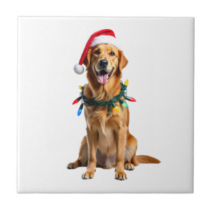 Weihnachtshund-Shirt, Weihnachten Golden Retriever Fliese