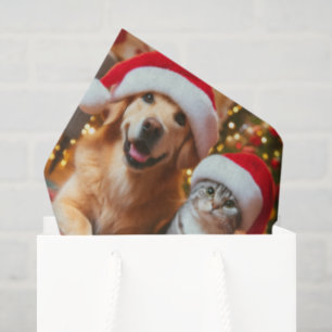 Weihnachtshund und -katze zu Weihnachten Seidenpapier