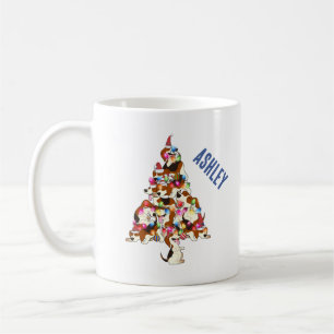 Weihnachtshund-Welpe Weihnachtsbaum Kaffeetasse