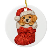 Weihnachtshund Winter gestrickt