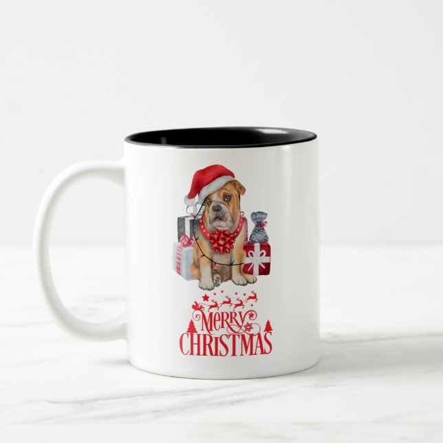 Weihnachtshund Zweifarbige Tasse (Links)