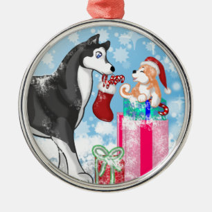 Weihnachtshündchen! Silbernes Ornament