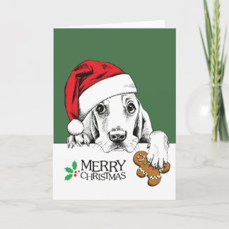 Weihnachtshunde Basset Hound Feiertagskarte