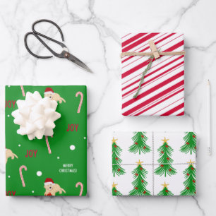 Weihnachtshunde Crab Candy Canes Geschenk Wrap Set Geschenkpapier Set
