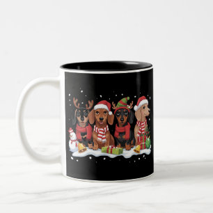 Weihnachtshunde Dachshund Liebhaber Hunde-Mama  Zweifarbige Tasse