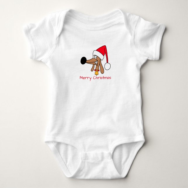 Weihnachtshunde Dackel Hund Baby Strampler (Vorderseite)