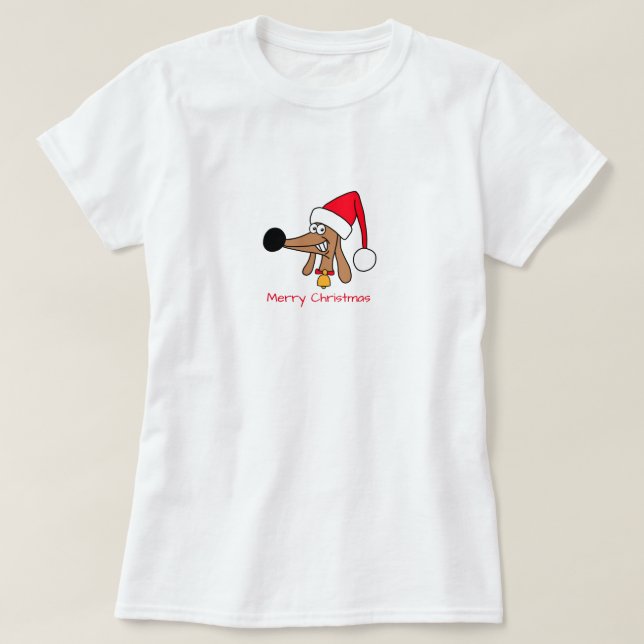 Weihnachtshunde Dackel Hund T-Shirt (Design vorne)